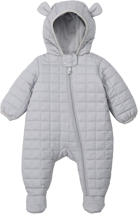 Photo 1 of [Size 9-12mo] Snowsuit Down Jacket Hooded Romper Jumpsuit Infant Onesie Winter Outwear Grey