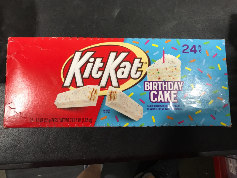 Photo 1 of KIT KAT Birthday Cake Flavored Creme with Sprinkles, Bulk, Individually Wrapped Wafer Candy Bars, 1.5 oz (24 Count)
