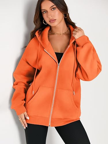 Photo 1 of [Size S] EFAN Women's Drawstring Zip Up Cute Hoodies Fall Jacket Oversized Casual Sweatshirts with Pocket