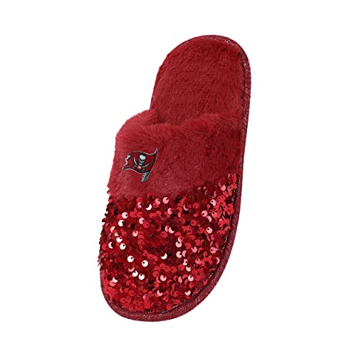 Photo 2 of [Size 9-10] FOCO Women's NFL Logo Ladies Sequin Fashion Slippers, Team Color, 9-1841, Large (9-10)