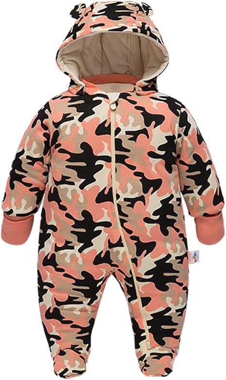 Photo 1 of [Size 0-18mo] DDY Baby Girl Boy Snowsuit 0-3 Months Down Jacket Hooded Romper Jumpsuit Infant Onesie Winter Outwear Grey