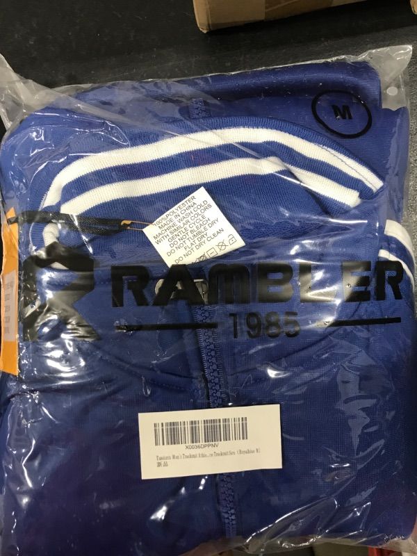 Photo 2 of [Size M] Tanderin Men's Tracksuit Athletic Zipper Pockets Casual Sports Jogging Sweatsuit 2 Piece Tracksuit Sets?Royalblue M)