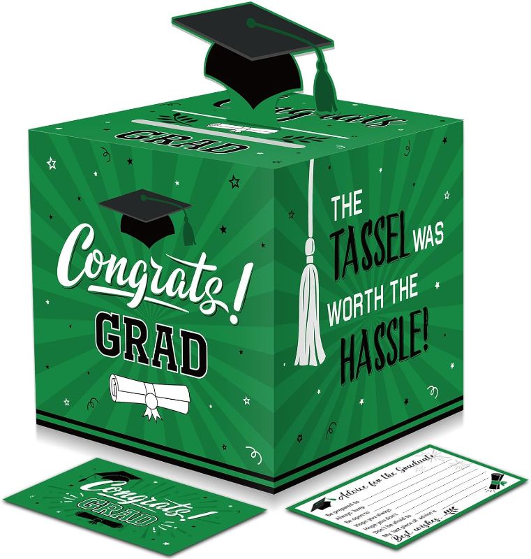 Funrous Large 2024 Graduation Card Box with 30 Pcs Advice Cards Gift