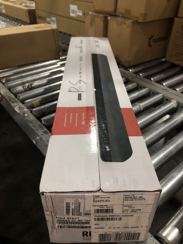 Photo 1 of Polk Audio React Sound Bar, Dolby & DTS Virtual Surround Sound, Next Gen Alexa Voice Engine with Calling & Messaging Built-in, Expandable to 5.1 with Matching React Subwoofer & SR2 Surround Speakers Soundbar