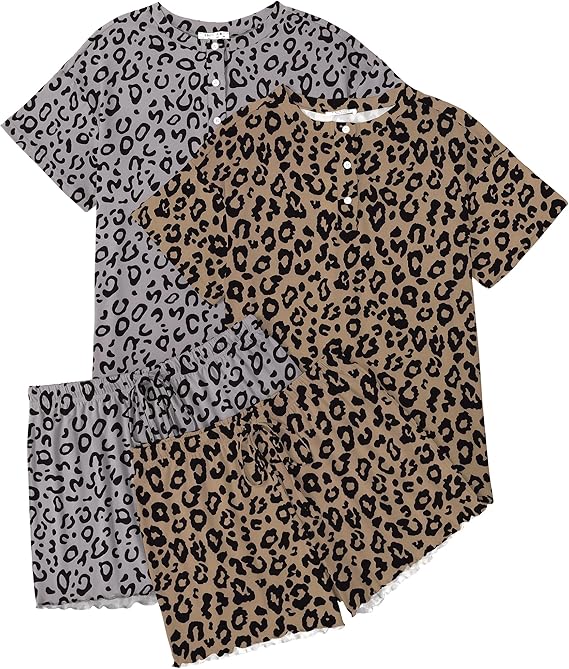 Photo 1 of Ekouaer 2 Pack Womens Pajama Sets Short Sleeve Top with Shorts Soft Comfy Loungewear Sleepwear/XL