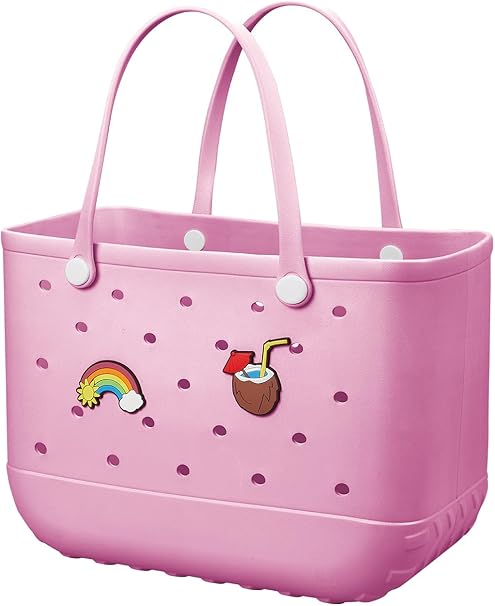 Photo 1 of Beach Bag Rubber Tote Bag - Waterproof Travel Bag for Women Washable Tote Bag Handbag for Sports Beach Market Pool
