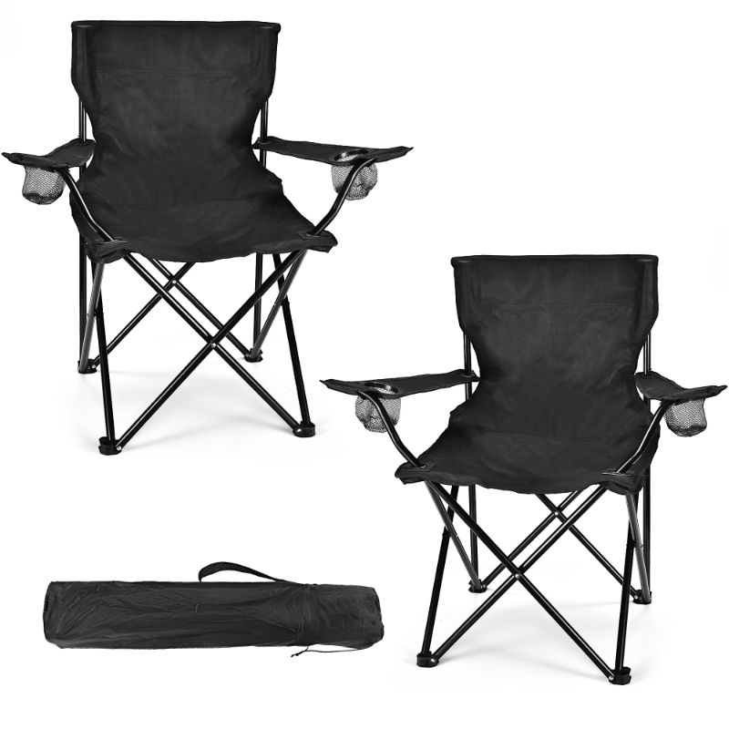 Photo 1 of 2 Pack Camping Chairs - Lightweight and Supportive Chairs for Teens and Lightweight Individuals - Compact, Durable, and Portable - Ideal for Camping, Hiking, Beach, and Picnics - Carry Bag Basic 2Pack Black