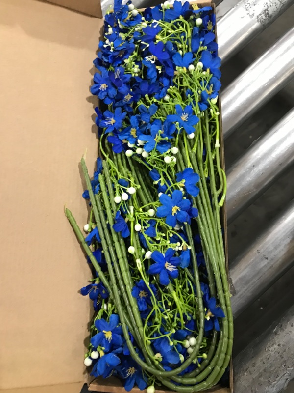 Photo 2 of 10 PCS Silk Flowers with Long Stems Artificial Flower for Tall Vase Outdoors Fake Babys Breath Bouquet Faux Floral Wedding Party Decoration Home Indoor Table Centerpiece Decor (blue)