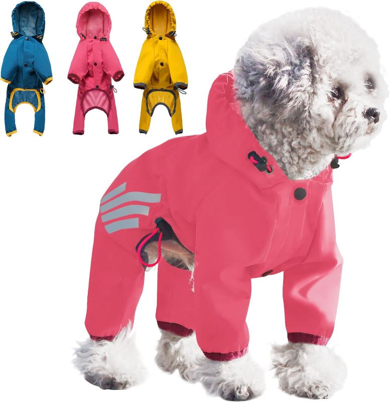 Photo 1 of Annchwool Dog Raincoat with Hood for Puppy Small Medium Dogs,Waterproof Dog Rain Coat Jacket with Reflective Strap and Leash Hole,Easy to Put On & Off...
