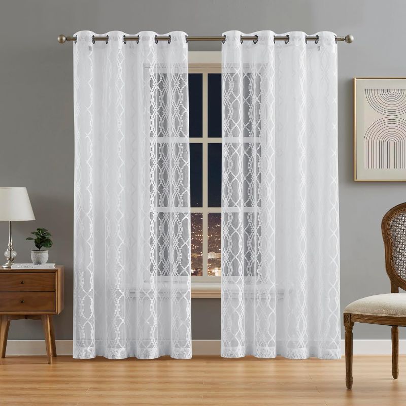 Photo 1 of 1 PANEL for Living Room or Dining Room Decor. Beautiful Sheer Lace White Curtains