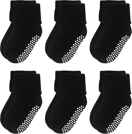 Photo 1 of Baby Toddler Kids Ankle Crew Socks with Grips Unisex Warm Thick Cotton Winter Socks 0-10T 6/8 Pack
