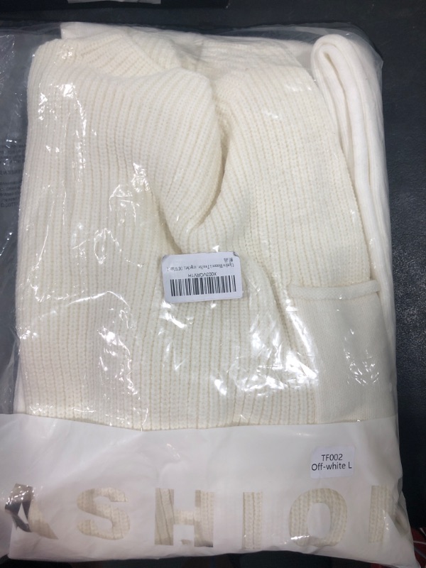 Photo 2 of [Size L] Ugerlov Women's Two Piece Outfits Sweater Sets Knit Pullover Tops and High Waisted Pants Lounge Sets Off-white Large