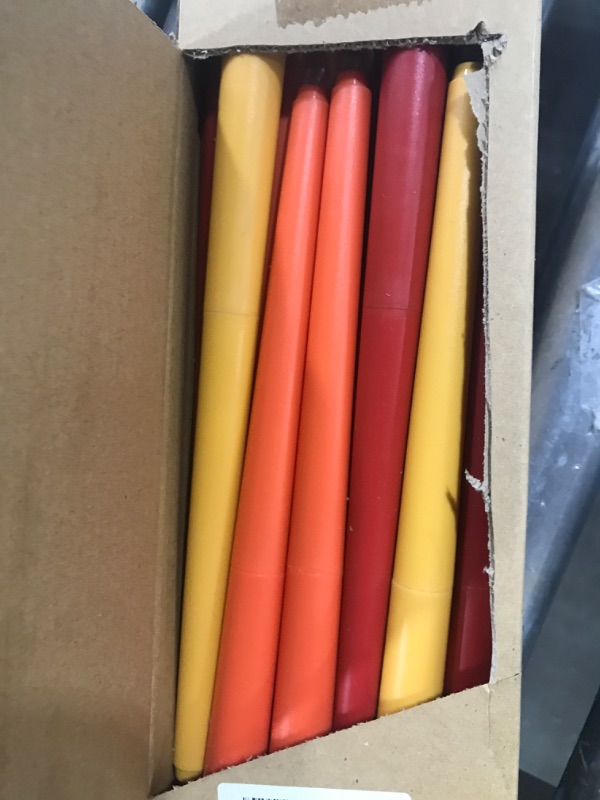 Photo 2 of 12 Pcs LED Taper Candles Dripless Unscented Flameless Battery Dinner Candles for Halloween, Weddings, Church, Hanukkah, Christmas, Autumn, New Year Celebration (Orange)