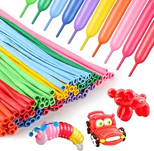 Photo 1 of 100Pcs 260 Balloons Rainbow Long Balloons for Balloon Garland Thickening Skinny Latex Twisting Animals Modeling Christmas Birthday Wedding Party Decorations 