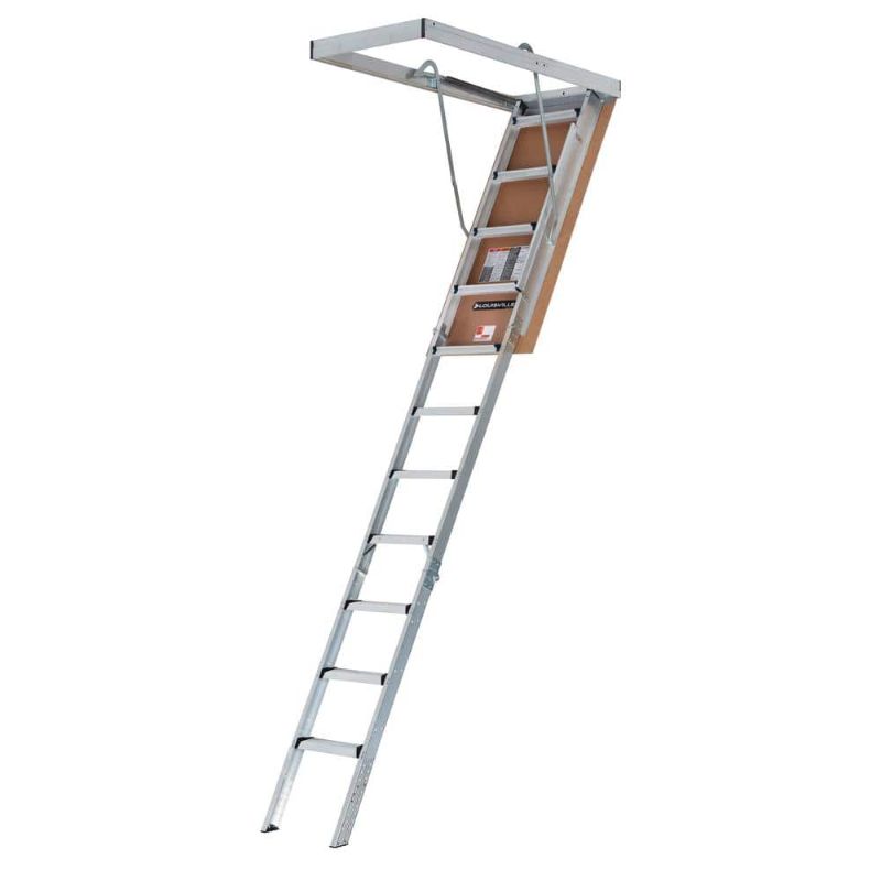 Photo 1 of (7 Ft.- 10 Ft. Ceiling Height) Aluminum Attic Ladder (22.5 in. X 54 in. Rough Opening) 375 Lbs. Type IAA Load Capacity
