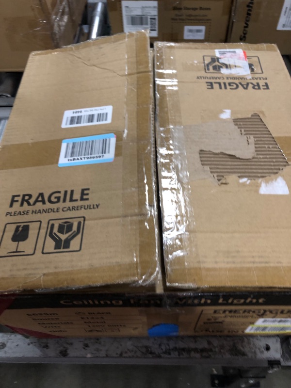 Photo 1 of Dannilong Caged Ceiling Fans with Lights, 18 Inch Modern Industrial Outdoor Ceiling Fan with Remote, Bladeless Black Fandelier, Enclosed Farmhouse Small Ceiling Fan Light for Bedroom Kitchen, Black Black/gold