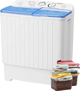 Photo 1 of 1.73 cu ft. Portable Top Load Washer and Spinner Combo in White Mini Twin Tub Washer with 17.6 lbs. Large Capacity
