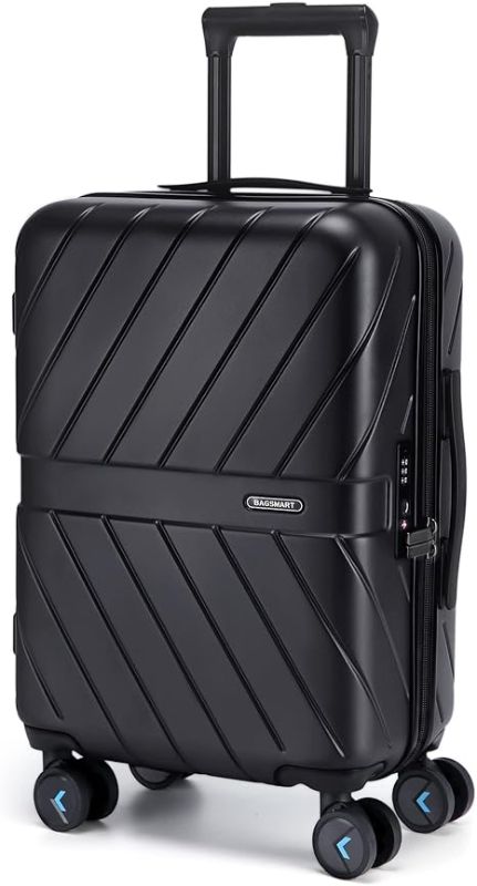 Photo 1 of BAGSMART Carry On Luggage  Airline Approved With TSA Lock, 1OO% Polycarbonate Hardside Luggage with Spinner Wheels, Durable Hard Shell Carry On Suitcase 20 inch Black
