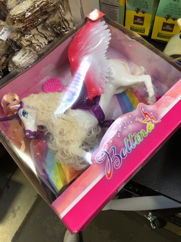 Photo 2 of BETTINA Color Change Unicorn, 11.5 Inch Princess Doll with Rainbow Dress, Pegasus' Mane Changes Color Under The Sunlight, Winged Horse Toys, Unicorn Toys Gifts for Girls