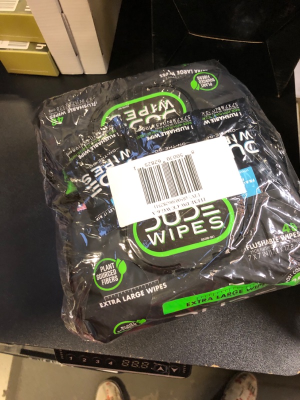 Photo 2 of DUDE Wipes - Flushable Wipes - 6 Pack, 288 Wipes - Herbal Relief Extra-Large Adult Wet Wipes - Witch Hazel & Geranium Essential Oils - Septic and Sewer Safe Butt Wipes For Adults + 3 On-The-Go Wipes 6 Herbal Relief