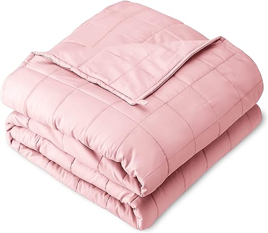 Photo 1 of Bare Home Weighted Blanket Twin or Full Size 10lb (40" x 60") - All-Natural 100% Cotton - Premium Heavy Blanket Nontoxic Glass Beads (Light Pink, 40"x60")