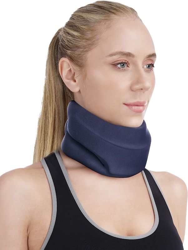 Photo 1 of Neck Brace for Sleeping - Cervical Collar Relief Neck Pain and Neck Support Soft Foam Wraps Keep Vertebrae Stable for Relief of Cervical Spine Pressure for Women & Men Blue(12.6-15.8 inch)

