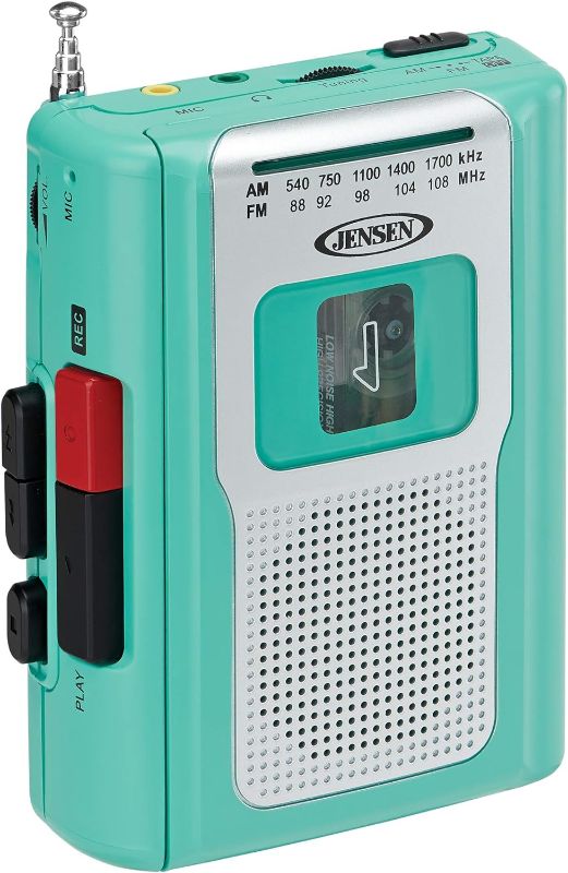 Photo 1 of Jensen CR-100 Retro Portable AM/FM Radio Personal Cassette Player Compact Lightweight Design Stereo AM/FM Radio Cassette Player/Recorder & Built in Speaker (Teal Limited Edition)