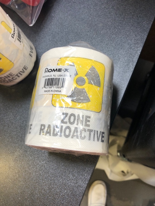 Photo 2 of HOME-X Radioactive-Themed Toilet Paper, 3 Ply bathroom Tissue Roll, Novelty White Elephant Gift