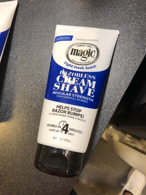 Photo 1 of SoftSheen-Carson Magic Razorless Shaving Cream for Men, Hair Removal Cream, Regular Strength for Normal Beards, No Razor Needed, Depilatory Cream Works in 4 Minutes, 6 oz