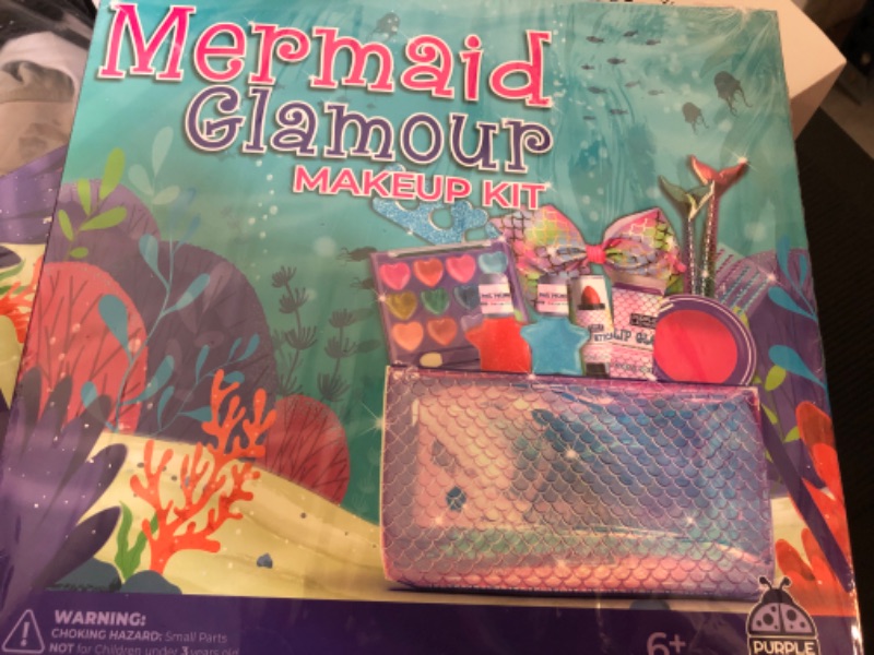 Photo 2 of Kids Makeup Kit for Girls Ages 5-12 - Real Mermaid Makeup for Kids, Mermaid Gifts for Girls 5-12, Makeup Sets for Girls 5 6 7 8 9 10 11 12 Years Old, 5-12 Year Old Girl Gift Make Up Toy