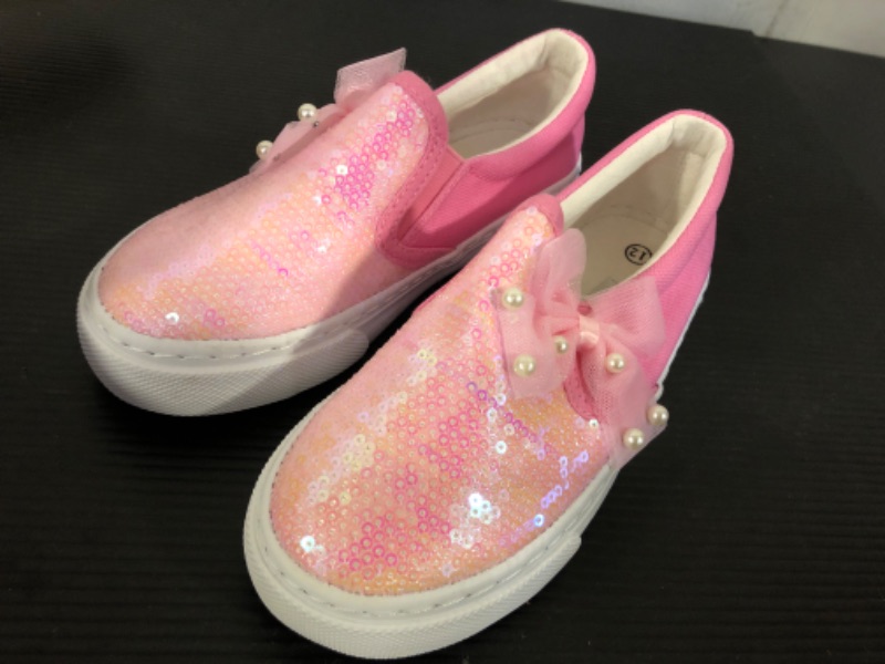 Photo 3 of size 12   Girls Kids Sneakers Loafer Shoes Toddler Slip On Sequins Glimmer Glitter Sparkle  