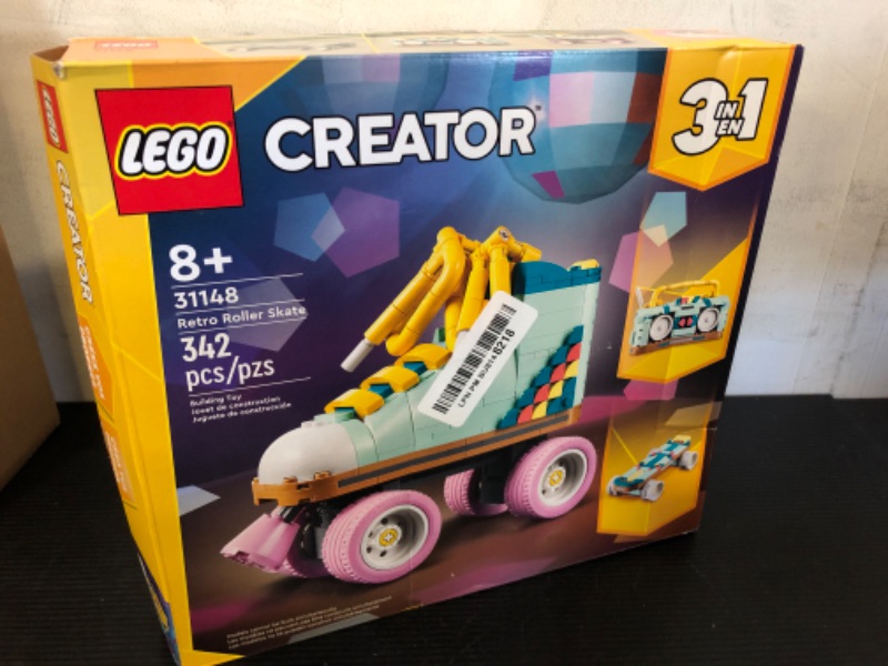 Photo 2 of LEGO Creator 3 in 1 Retro Roller Skate Building Kit, Transforms from Roller Skate Toy to Mini Skateboard to Boom Box Radio, Birthday Gift for Skaters, Cool Toy for Boys and Girls Ages 8 and Up, 31148