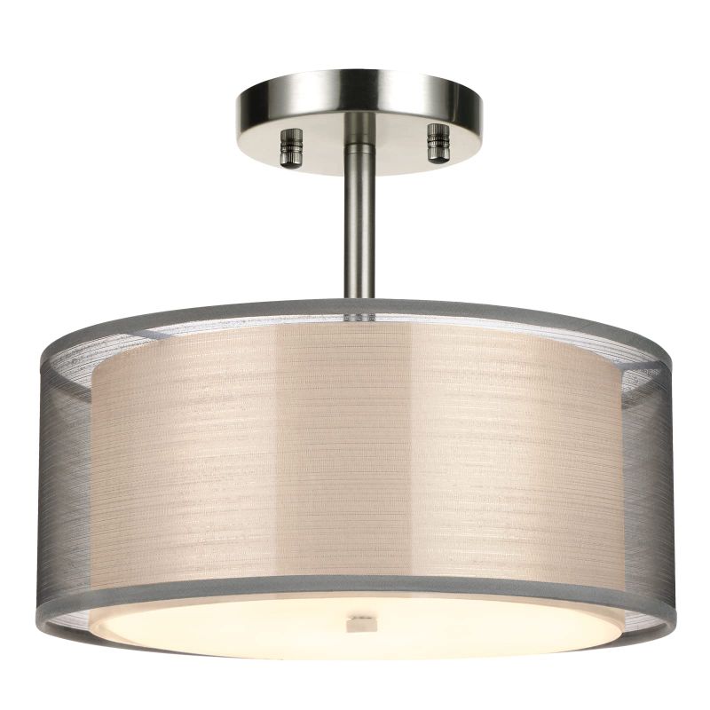 Photo 1 of 3-Light Semi Flush Mount Ceiling Light - Easric Modern Light Fixtures Ceiling Mount Drum  11.81 inches Gray