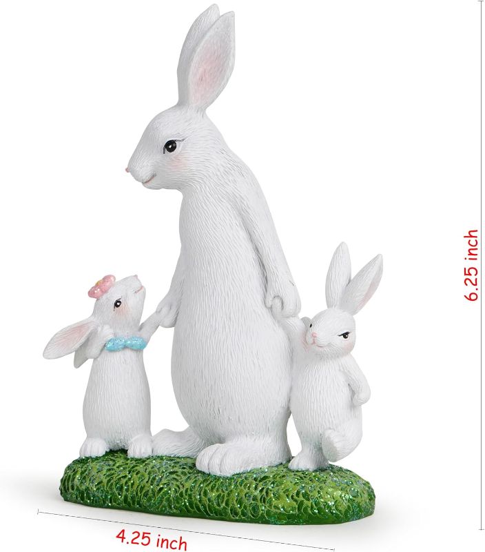 Photo 1 of Hodao Mother Day Bunny Family Decorations Spring Rabbit Decor Mother Day Bunny Gifts Tabletopper Decorations for Mother Day Party Home Cute Bunny Gifts for Mom, Grandma (Mother 1- White)