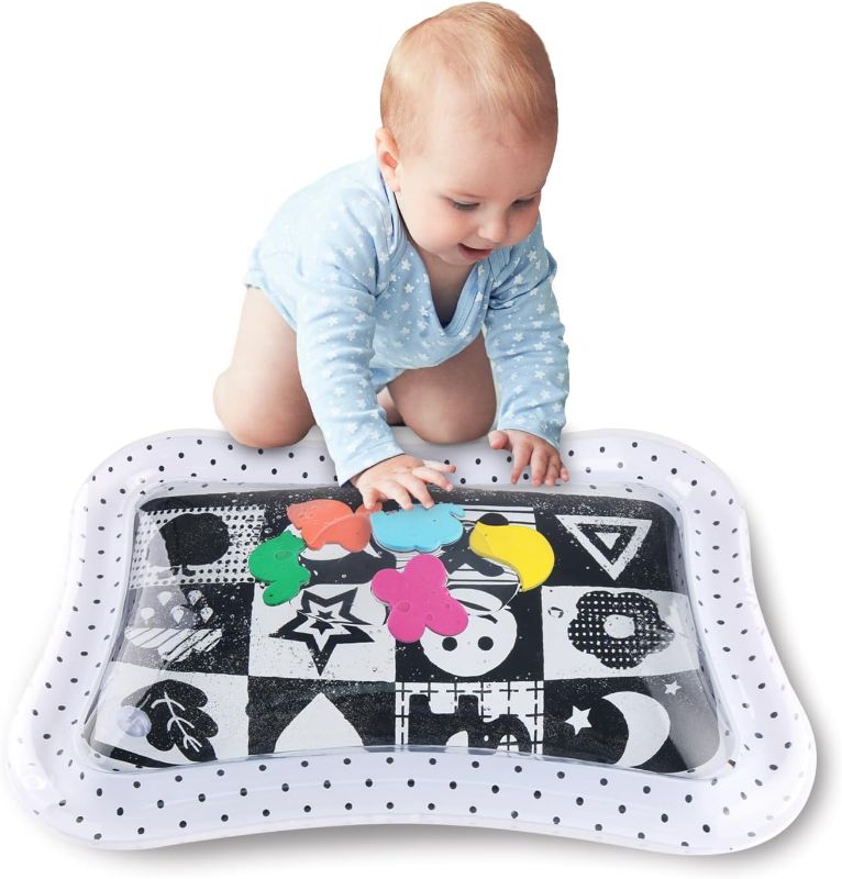 Photo 1 of The Peanutshell Montessori Water Play Mat, Inflatable Tummy Time Mat & Sensory Development, High Contrast Baby Toy, 0-12 Months, Black & White, New Born Baby Essentials Must Haves
