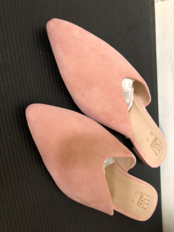 Photo 1 of size 6--Hawkwell Women's Backless Slip on Slides Loafer Shoes Flats Comfortable Pointed Toe Mules 6 Pink Suede