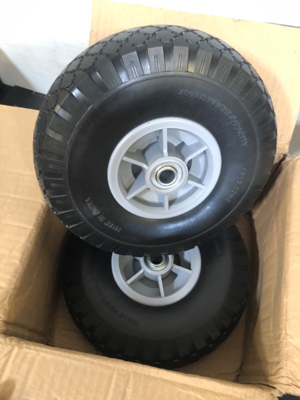 Photo 1 of  2 pcs 10" Flat Free Solid Tire Wheel?for Dolly Handtruck Cart 