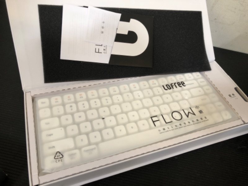 Photo 3 of LOFREE Flow84 Low Profile Mechanical Keyboard, 75 Percent Rechargeable Wireless Keyboards with Bluetooth and Wired Connection for Windows, Mac OS/White Ghost Linear Switches