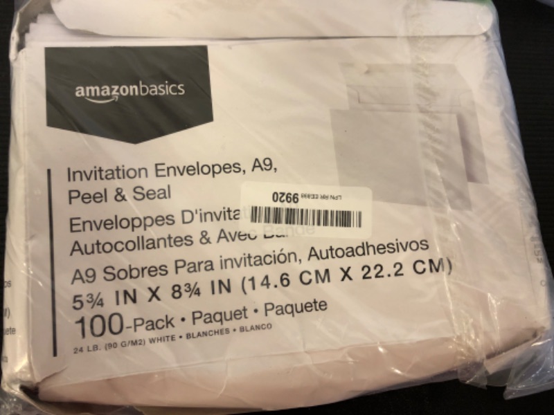 Photo 2 of Amazon Basics A9 Blank Invitation Envelopes with Peel & Seal Closure, 5-3/4 x 8-3/4 Inches, White - Pack of 100 A9 Envelopes