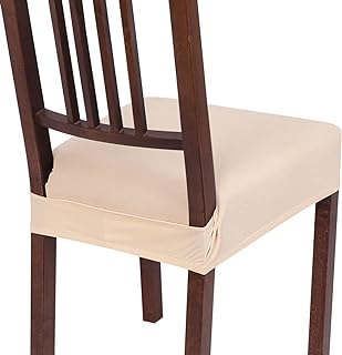 Photo 1 of SearchI Stretch Dining Chair Seat Covers Set of 6, Soft Removable Washable Seat Covers for Dining Chairs, Dining Room Seat Cover Protector (Rear-Covered, Pure Beige) https://a.co/d/hO5c2zd