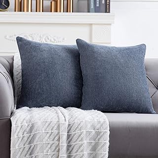 Photo 1 of Anickal Blue Grey Pillow Covers 16x16 Inch Set of 2 Solid Rustic Farmhouse Decorative Throw Pillow Covers Square Cushion Case for Home Sofa Couch Decoration https://a.co/d/iRTVnWc