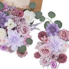 Photo 1 of Artificial Flowers Combo Box for Decoration,Silk Mix Fake Flowers with Stems DIY Wedding Bouquets,Artificial Flowers Bulk Box Set Home Cake Decor
