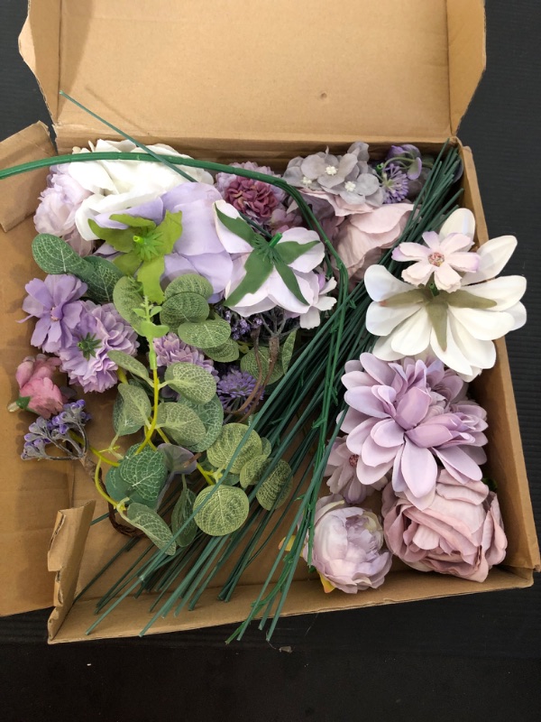 Photo 2 of Artificial Flowers Combo Box for Decoration,Silk Mix Fake Flowers with Stems DIY Wedding Bouquets,Artificial Flowers Bulk Box Set Home Cake Decor
