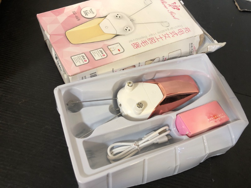 Photo 1 of 2024 Threading Electric Epilator LED Lighting USB Charging Multifunctional Electric Cotton Thread Epilator Pink
