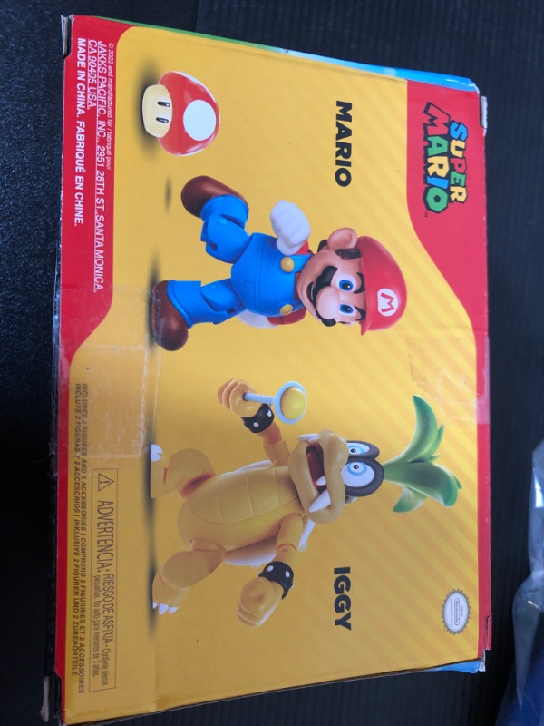 Photo 2 of Super Mario Nintendo 4" Action Figure 2 Pack - Mario Vs. Iggy Koopa Mario Vs Iggy Koopa