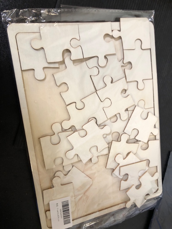 Photo 2 of 2Pcs Blank Wood Puzzle, Unique 24 Piece Each Wooden Jigsaw Puzzle with Tray, Wood Blank Puzzle for Crafts & DIY Gifts, 12"x9"