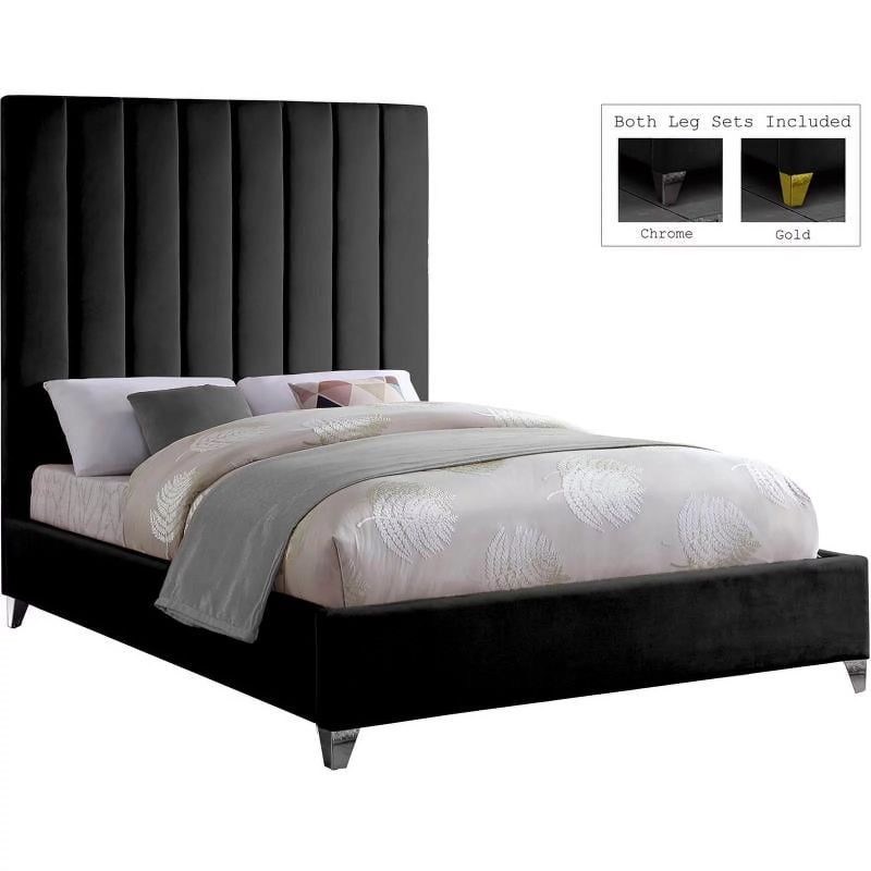 Photo 1 of Meridian Furniture Via Contemporary/Modern Upholstered HEADBOARD AND SLATS  Queen, Black
