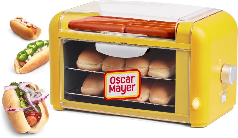Photo 1 of Nostalgia Oscar Mayer Extra Large Countertop 8 Hot Dog Roller and Bun Toaster Oven - Stainless Steel Rollers and Non-stick Warming Racks - Adjustable Timer
