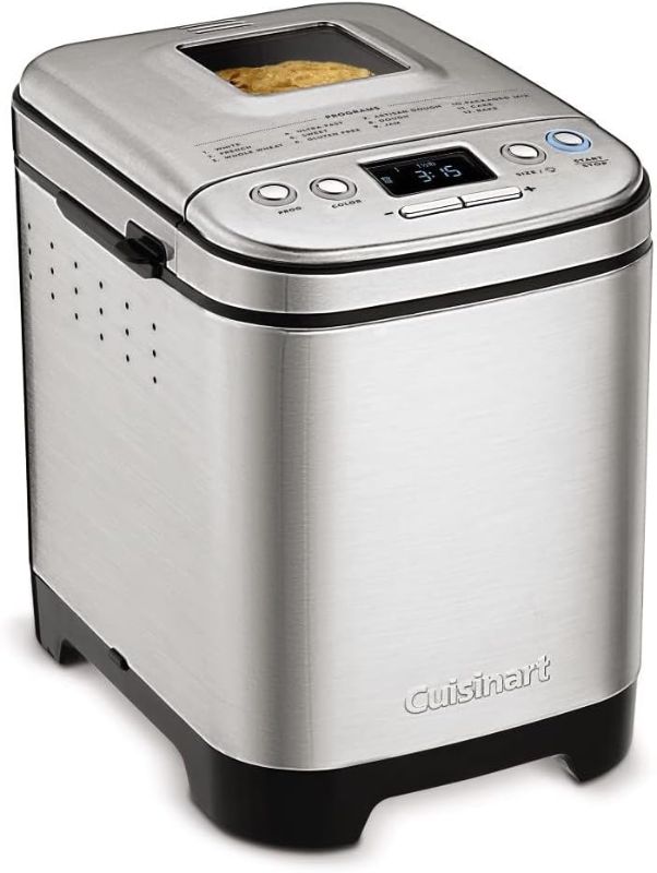 Photo 1 of Cuisinart Bread Maker Machine, Compact and Automatic, Customizable Settings, Up to 2lb Loaves, CBK-110P1, Silver,Black
