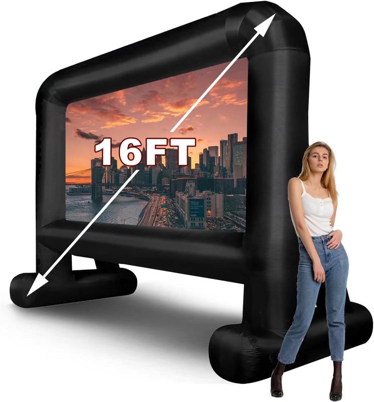 Photo 1 of 16 FT Inflatable Movie Screen for Outside, Blow up Projector Screen for Outdoor Backyard Use,Support Front and Rear Projection
